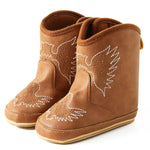 Jastore Baby Cowboy Boots Western Boots Toddler Cowboy Bootie Soft Sole Non-Slip Crib Shoes for Infant Boys Girls (Light Brown, US Footwear Size System, Infant, Age Range, Medium, 6 Months, 12 Months)