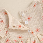 BemeyourBBs Summer Toddler Girl Clothes Baby Girl Ruffle Sleeveless Shirt with Buttons Bow Bloomers Shorts Set Cute Outfits (Floral Khaki, 12-18 Months)