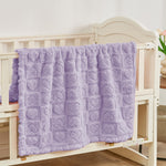 Yurhap Fleece Baby Blanket Heart Checkered Blanket, Ultra Soft Cozy Baby Blankets for Girls Boys, Fluffy Infant Toddler Newborn Receiving Blankets for Crib Stroller 30”×40” (Purple)