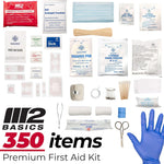 M2 BASICS Professional 350 Piece First Aid Kit | Business, Home, Car | Hard Case, Dual Layer, Wall Mountable | Emergency Kit, Emergency Medical Kit