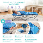 Regalo My Cot Deluxe Portable Toddler Bed, Indoor/Outdoor Kids Nap Cot with Sleeping Bag & Pillow, Lightweight Folding Travel Design for Home, Daycare, Camping & Sleepovers, Ages 2-5