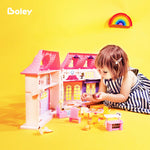Boley American Doll House - 21 Pc Kids & Toddler Toy House Playset with Furniture, Dolls, Lights & Sounds, Foldable Portable Dollhouse for Girls & Boys