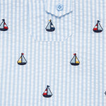 Little Me Clothes for Baby Boys' Sailboat Sunsuit and Hat, Blue Sailboat, 12 Months