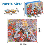 LELEMON Puzzles for Kids Ages 4-8,Fire Fighting 100 Piece Puzzles for Kids,Educational Kids Puzzles Jigsaw Puzzles in a Metal Box,Children 100 Piece Puzzle Games Puzzle Toys for Girls and Boys