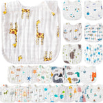 Zainpe 20Pcs Snap Muslin Cotton Baby Bibs Soft Absorbent Adjustable Burp Cloths for Newborns Drooling Feeding Teething Eating