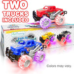 Light-Up Monster Truck Toys (2-Pack) – Push-&-Go Cars with Glowing Wheels – Birthday Gift for Toddlers, Boys & Girls Ages 3+ – Durable Friction-Powered Trucks – Batteries Included