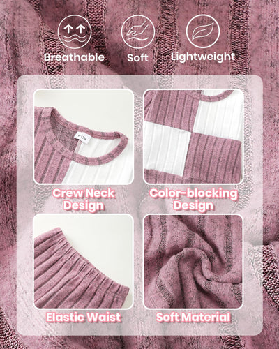 2T 3T Girl Clothes Long Sleeve Purple Shirts Knit Pants Soft Leggings Little Girl 2 Piece Cute Outfit Toddler Fall Winter Clothes