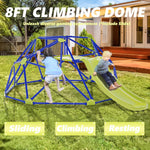 Climbing Dome with Slide, 8FT Kids Outdoor Geometric Dome Climber, Climb Structure Suitable for Indoor & Outdoor Backyard Playground, Outdoor Climbing Frame Toys for Kids Age 3-8