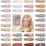 doboi 40 Pcs Floral Print 2.2 Inches Hair Clips and Bows for Baby Girls - Non-Slip Snap Barrettes and Hair Accessories