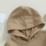 Toddler Baby Boy Girl Hoodies Solid Color Long Sleeve Kangaroo Pocket Hooded Sweatshirt Top Fall Winter Clothes