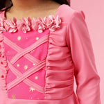 RuffleButts Girls UPF50+ Princess Dress-Up Long Sleeve Rash Guard 2-Piece Swimsuit - Royal Pink Princess, 2T