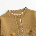 Simplee kids Toddler Sweater Little Girl Knitted Cardigan Flower Embroidery Coat for Spring and Fall Size 2-3 Years