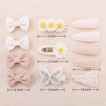 12PCS Toddler Hair Accessories – Handmade Baby Girl Hair Clips with Embroidered Flowers, Bows, Butterflies & Snap Barrettes for Girls, Birthday, Halloween & Christmas Gift Set (Khaki white)