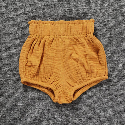 3PC Shorts Set Newborn Baby Girls Boys PP Pants Cotton Linen Blend Cute Floral Bloomer Triangle Shorts (D Black+Blue+Yellow, 0-6 Months)