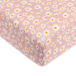 Babyletto 100% Organic Cotton Crib Sheet, GOTS-Certified, Fitted 360°, Ultra-Soft and Breathable Muslin - Daisy