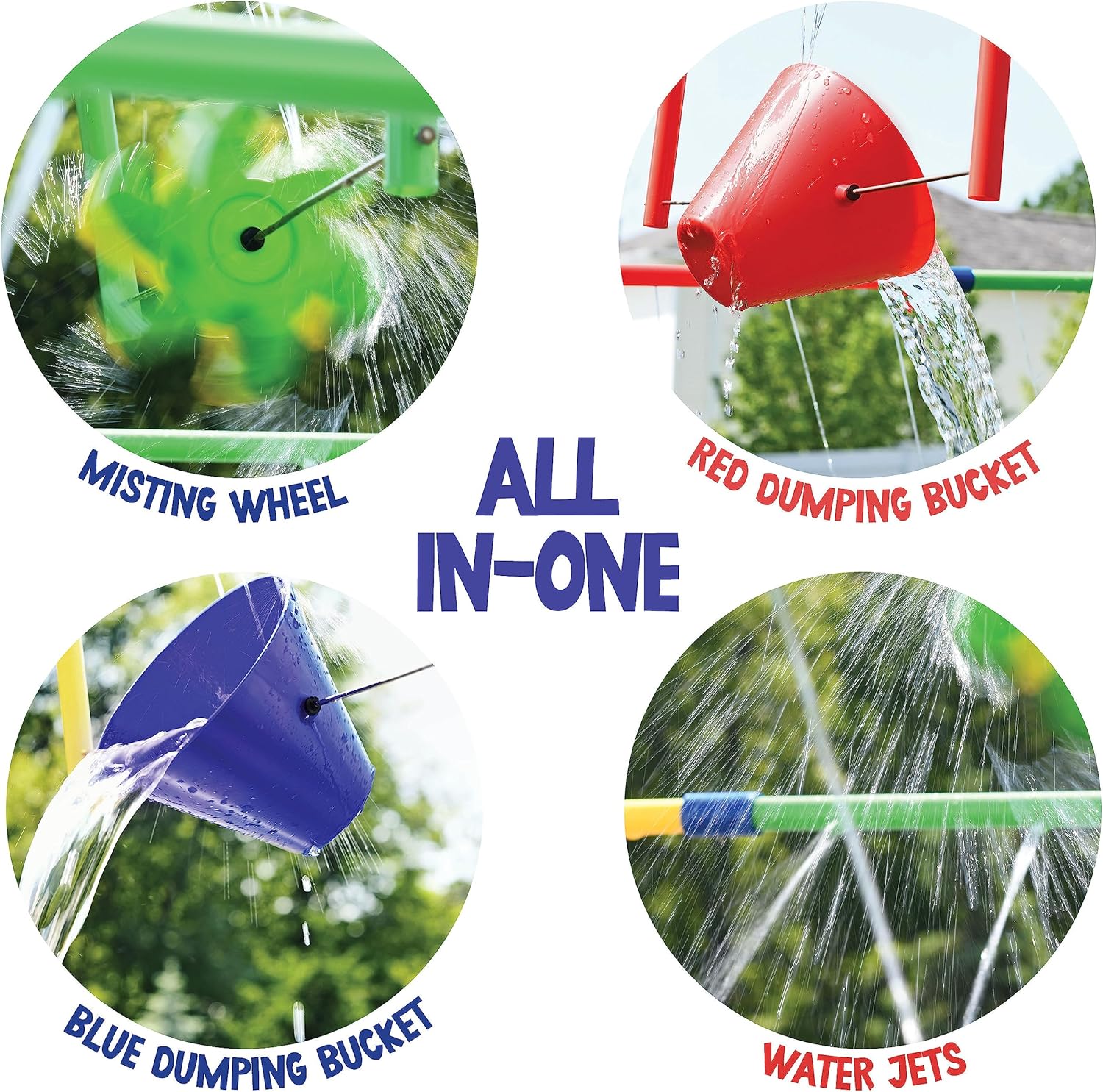 Backyard Waterpark with Splash Wheel, Dump Buckets for Kids Outdoor Water Play