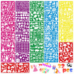 32 PCS Drawing Stencils Set for Kids, Reusable Drawing Painting Stencil Templates for Kids,Animals Unicorn Mermaid Dinosaur Princess Mixed Style Stencil for Art Projects,Classroom Crafts,Wall Decor