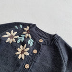 Baby Toddler Girls Spring Fall Sweater Cardigan Coat Long Sleeve Handmade Embroidery Tops for 6M-5T