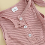 Fernvia Toddler Baby Girl Summer Clothes Sleeveless Ribbed Knitted Jumpsuit Shorts Overalls Baby One Piece Outfit (A Pink, 12-18 Months)