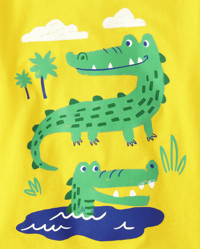 The Children's Place Baby Boy's and Toddler Animal Short Sleeve Graphic T-Shirts,Multipacks, Tiger/Girafe/Shark/Alligator 4-Pack