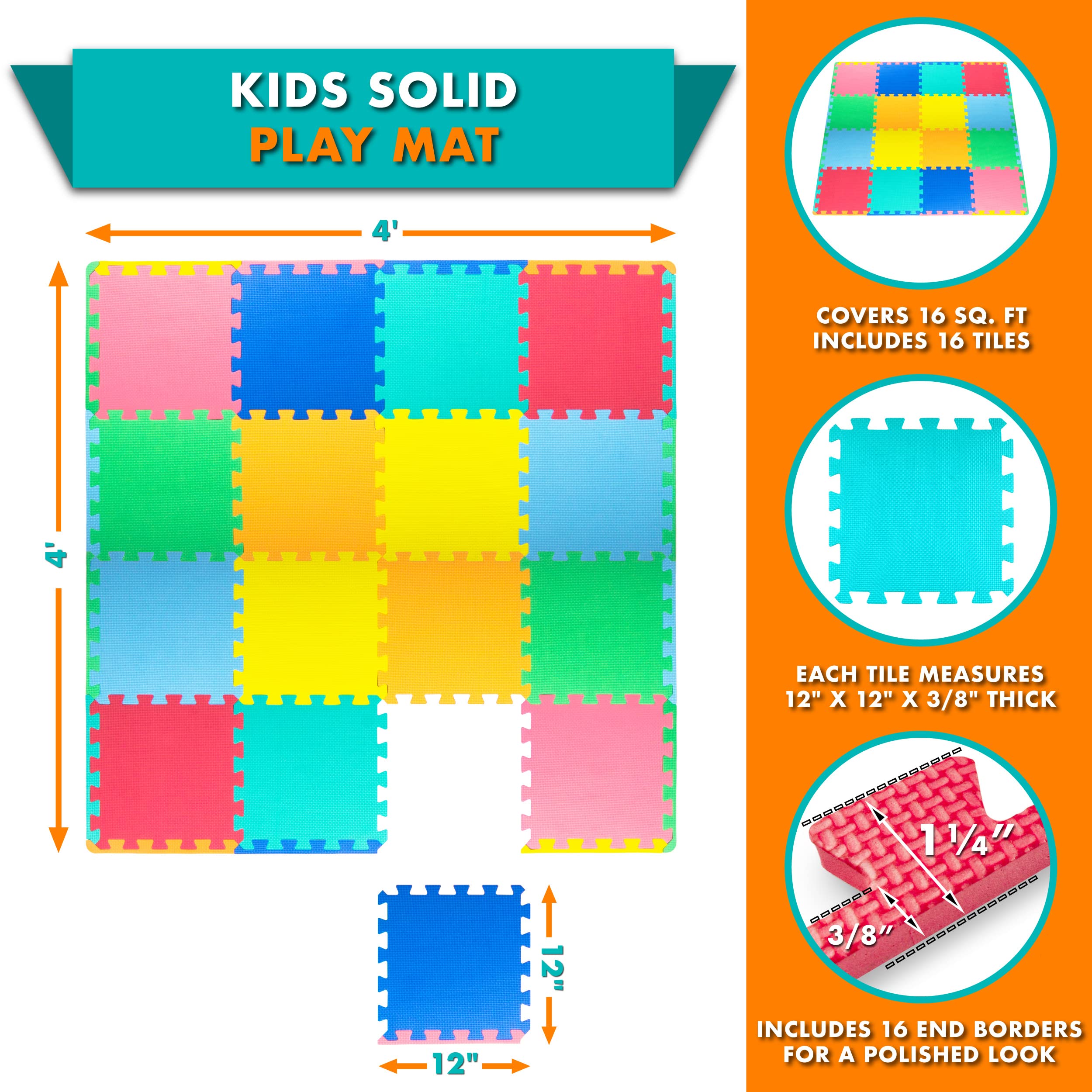 ProSource Baby Play Mat, Soft Foam Floor Tiles - Play Mats - ProSource ...