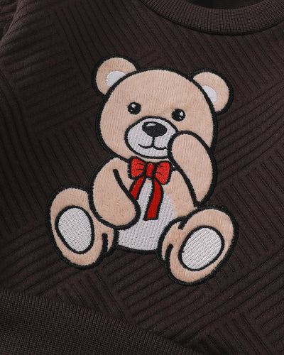 Kucnuzki Baby Girl Fall Winter Clothes Brown Crewneck Sweatshirt Plain Long Sleeve Shirts Cute Tops Baby Pants 12 18 Months Girl Clothes Toddler Outfit