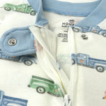 HonestBaby Sleep & Play Footed One-Piece Pajama Sleeper 100% Organic Cotton, Baby Boys, Farm Fleet