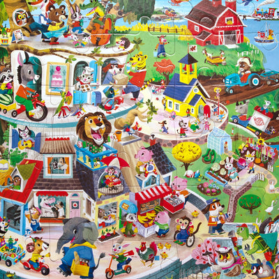 eeBoo 36 Piece Giant Floor Puzzle - Friendly Town Children's Puzzle Community Themed, Large Pieces for Small Hands to Develop Motor Skills