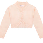 Lilax Baby Girls' Knit Long Sleeve Button Closure Bolero Cardigan Shrug (3-6 Months, Peach)