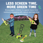 CP Toys 6-Piece Power Gardening Toy Set for Kids Ages 3+, Child Size Indoor/Outdoor Play Kids Tool Set with Leaf Blower, Chainsaw, Lawn Mower, and More, Green