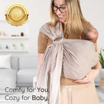 Ring Sling Baby Carrier - USA Lab Tested, 100% Natural Cotton Muslin, Breathable & Ergonomic Ring Sling Sand