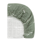 Babyletto 100% Organic Cotton All-Stages Bassinet Sheet, GOTS-Certified, Fitted 360°, Ultra-Soft and Breathable Muslin - Ocean Waves