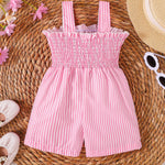 PaPaai Sara Infant Girl Clothes Baby Outfit 6-12 Months Clothes Cute Pink Striped Bow Romper Grid Strapes Bodysuit Summer Playdate Daily Wear Birthday Outdoor Photography Clothing