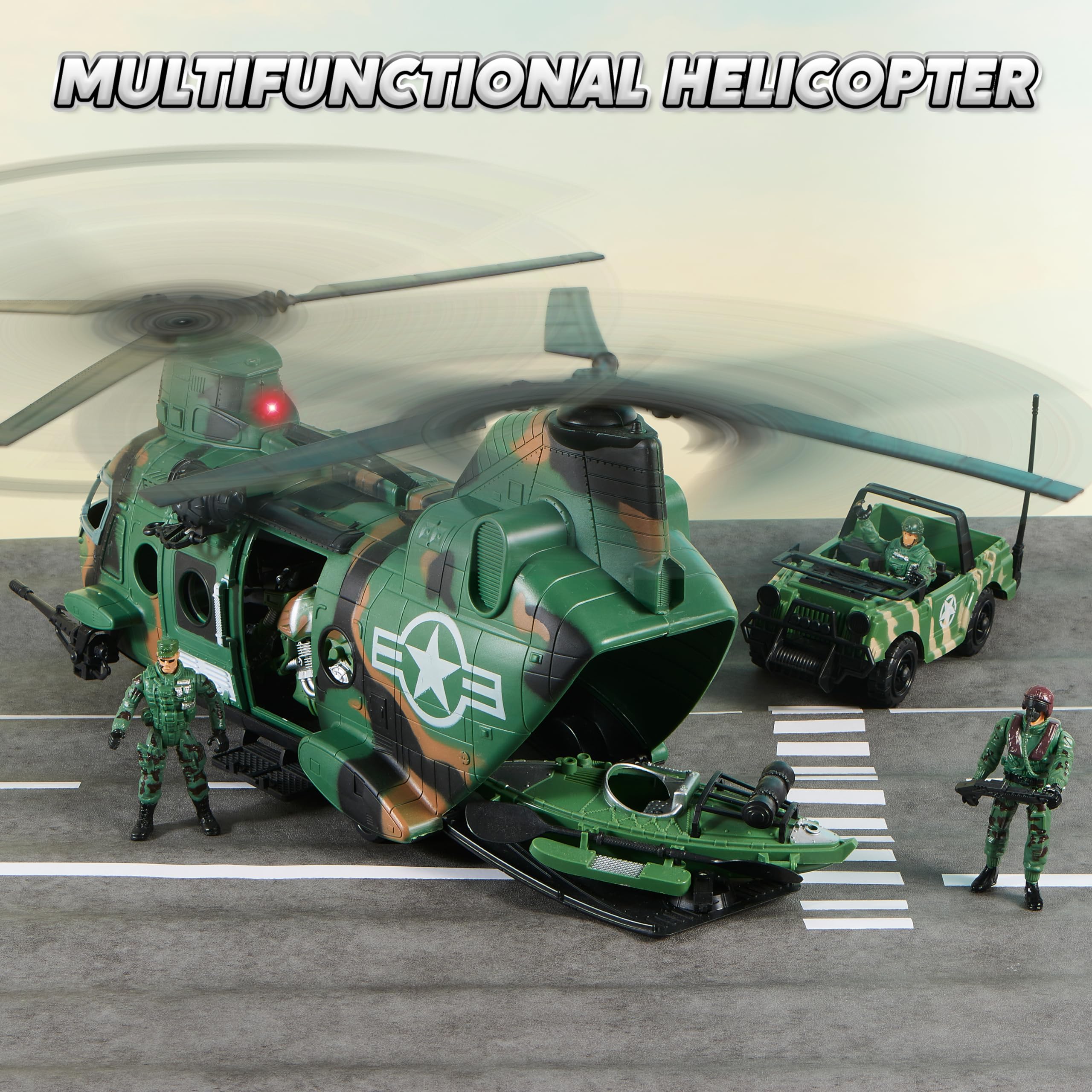 JOYIN 10-in-1 Military Helicopter Toys Set with Light, - Flying Toys ...