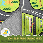 B BENRON Kids Car Play Rugs - 36"x60" Learning and Fun City Road Map Play Mat for Playing with Cars Trucks, Non-Slip Playmat for Nursery, Playroom Bedroom and Classroom, Machine Washable