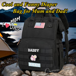 QWREOIA Diaper Bag Backpack for Dad and Mom with USB Charging Port Stroller Straps and Insulated Pocket,army military Travel Nappy Backpack for Daddy/Mommy (Black)
