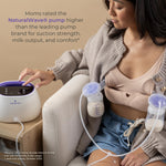 Lansinoh NaturalWave Double Electric Breast Pump White/Purple | Hospital-Grade Suction with 12 Levels, 5 Flange Sizes & Baby-Mimicking Motion | Breastfeeding Essentials for Pumping Moms