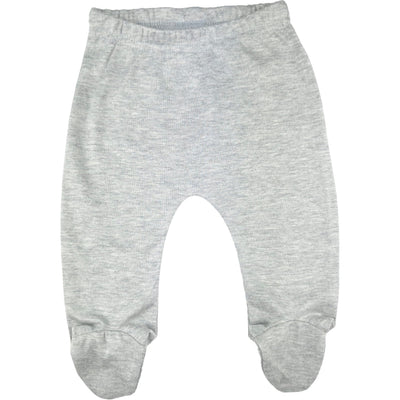 123 Bear Baby Soft Cotton Spandex Pants with Feet (BlWhG 3pk, 0-3 Months)