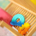 Bright Starts Chance of Smiles Silicone Teether 2-Pk, Easy-Grasp Sun and Rainbow, Unisex, 3 Months+