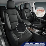Skechers Memory Foam Leather Car Seat Covers, Air Cool Mesh Thick Seat Covers, Two Front car seat Protector, Airbag Compatible, Automotive Comfort Protection for Most Cars, Vans, Trucks, SUV (Black)