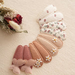 Fancy Clouds 20 Pack Baby Hair Clips for Girls Toddler,Neutral Fabric Snap Clips Pins With Embroidery Daisy Flower Butterfly,Handmade Hair Accessories Barrettes for School Age Kids Children Gifts
