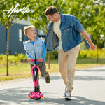 Hurtle 3 Wheeled Scooter for Kids - 2-in-1 Sit/Stand Child Toddlers Toy Kick Scooters w/ Flip-out Seat, Adjustable Height, Wide Deck, Flashing Wheel Lights, For Boys/Girls 1 Year Old+ (Pink)