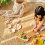 PlanToys® Pretend Play Wooden Tableware Set for Kids | 16-Piece Montessori Kitchen Toy Set with Plates, Cups, Bowls & Utensils | Eco-Friendly, Non-Toxic Toy for Toddlers & Preschoolers