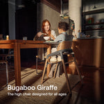 Bugaboo Giraffe Wooden Baby High Chair, Adjustable in 1 Second, Easy to Clean, Safe and Ergonomic Highchair, Suitable from Birth in Combination with Newborn Set (Sold Separately) (Neutral Wood/White)