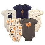 Hudson Baby Unisex Baby Cotton Bodysuits, Forest, 12-18 Months