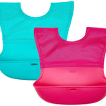 OXO Tot Roll-Up Bib 2 Pack - Pink/Teal