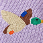Baby Boy Girl Cute Long Sleeve Duck Embroidery Chunky Knitted Sweater Top Toddler Fall Winter Outfit (Purple Duck, 0-3 Months)