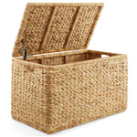 Casafield 30" Storage Chest with Lid, Handles, and Safety Hinge - Natural, Water Hyacinth Wicker Storage Trunk for Entry Way, Living Room, Bedroom
