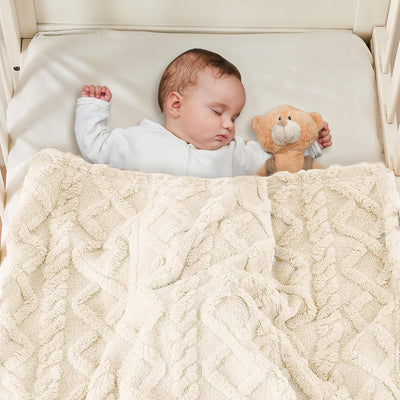 Sherpa Fleece Baby Blanket, Ultra Soft Fluffy Premium Baby Blankets for Boys Girls, Cozy Infant Toddler Newborn Receiving Blankets for Crib Stroller 30”×40” (Cream)