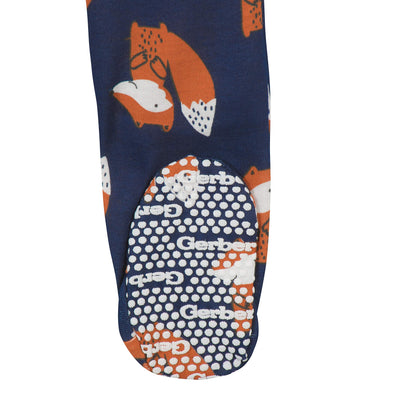 Gerber Baby Boys' 2-Pack Footed Pajamas, Fox Grey, 0-3 Months